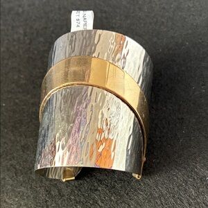 Vintage 1970s Napier Rhodium & Gold Plated Cuff Bracelet